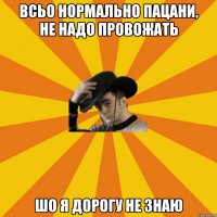 всьо нормально пацани, не надо провожать шо я дорогу не знаю