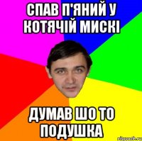 СПАВ П'ЯНИЙ У КОТЯЧІЙ МИСКІ ДУМАВ ШО ТО ПОДУШКА