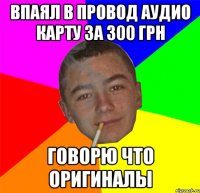 впаял в провод аудио карту за 300 грн говорю что оригиналы