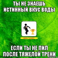 Ты не знаешь истинный вкус воды Если ты не пил после тяжелой трени