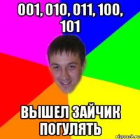 001, 010, 011, 100, 101 ВЫШЕЛ ЗАЙЧИК ПОГУЛЯТЬ