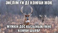 Әйелiм үй де қонған жоқ Мүмкін дос қызының үйіне қонған шығар