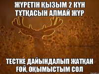 жүретін қызым 2 күн тұтқасын алмай жүр тестке дайындалып жатқан ғой, оқымыстым сол