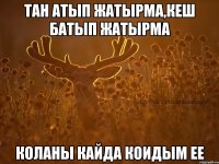 тан атып жатырма,кеш батып жатырма коланы кайда коидым ее