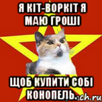 Я КІТ-ВОРКІТ Я МАЮ ГРОШІ ЩОБ КУПИТИ СОБІ КОНОПЕЛЬ.