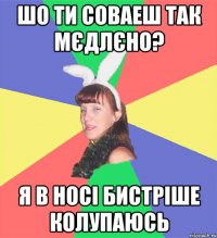 шо ти соваеш так мєдлєно? я в носі бистріше колупаюсь