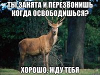 ты занята и перезвонишь когда освободишься? хорошо, жду тебя