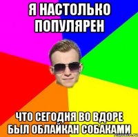 Я настолько популярен Что сегодня во вдоре был облайкан собаками