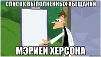 список выполненных обещаний мэрией херсона
