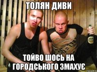 толян диви тойво шось на городського змахує
