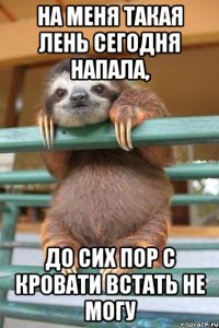 На меня такая лень сегодня напала, до сих пор с кровати встать не могу