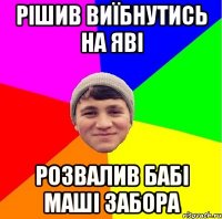 рішив виїбнутись на яві розвалив бабі маші забора
