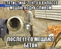 статистика: Те кто у 8 классе мешаю водку с пивом после 11-го мешают бетон