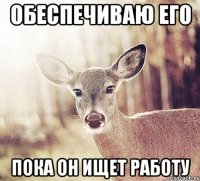 Обеспечиваю его Пока он ищет работу