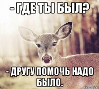 - Где ты был? - Другу помочь надо было.