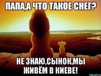 Папа,а что такое снег? Не знаю,сынок,мы живём В Киеве!