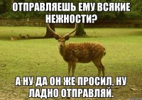 Отправляешь ему всякие нежности? А ну да он же просил, ну ладно отправляй.
