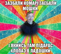 Заэбали комарi,заёбали мошки, I якийсь там пiдарас хлопаэ в ладошки