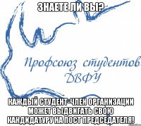 Знаете ли Вы? Каждый студент-член организации может выдвигать свою кандидатуру на пост председателя!