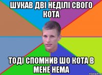 шукав двi недiлi свого кота Тоді спомнив шо кота в мене нема