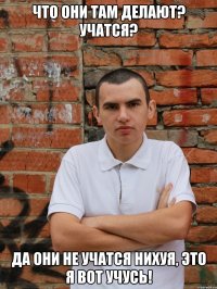 Что они там делают? Учатся? Да они не учатся нихуя, это я вот учусь!