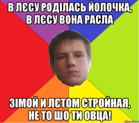 В лєсу роділась йолочка, в лєсу вона расла зімой и лєтом стройная, не то шо ти овца!