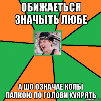 обижаеться значыть любе а шо означае колы палкою по голови хуярять