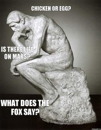 Chicken or egg? Is there life on Mars? What does the fox say?