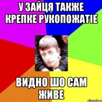 У зайця также крепке рукопожатiе Видно шо сам живе
