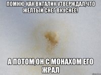помню как виталик утверждал,что желтый снег вкуснее! а потом,он с монахом его жрал