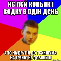 нє пєй коньяк і водку в одін дєнь а то на другій до тєхнікума на треню не добіжиш