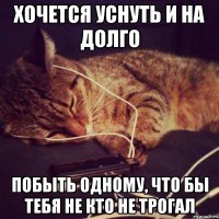Хочется уснуть и на долго Побыть одному, что бы тебя не кто не трогал