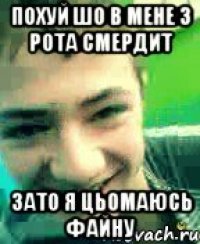Похуй шо в мене з рота смердит Зато я цьомаюсь файну