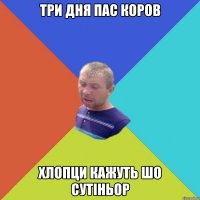 три дня пас коров хлопци кажуть шо СУТІНЬОР