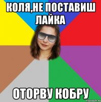 КОЛЯ,НЕ ПОСТАВИШ ЛАЙКА ОТОРВУ КОБРУ