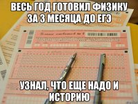 Весь год готовил физику За 3 месяца до ЕГЭ узнал, что еще надо и историю