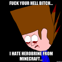Fuck your hell bitch... I hate Herobrine from Minecraft...