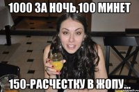 1000 за ночь,100 минет 150-расчестку в жопу...