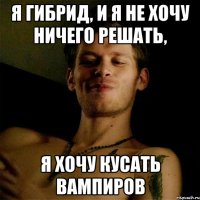 я гибрид, и я не хочу ничего решать, я хочу кусать вампиров