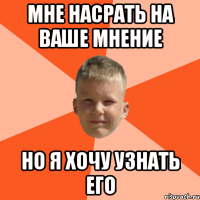 мне насрать на ваше мнение но я хочу узнать его