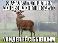 сказала,что пошла на день рождения к подруге увидел её с бывшим