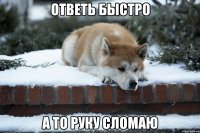 ответь быстро а то руку сломаю