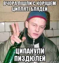 Вчора пішли с корішем ципляті блядей ципанули пиздюлей