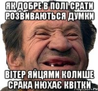 як добре в полі срати розвиваються думки вітер яйцями колише срака нюхає квітки