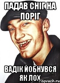 падав сніг на поріг вадік йобнувся як лох