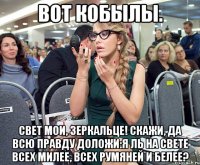 Вот кобылы. Свет мои, зеркальце! Скажи, да всю правду доложи:Я ль на свете всех милее, всех румяней и белее?
