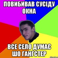повибивав сусіду окна все село думає шо гангстер