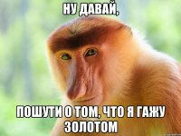 Ну давай, пошути о том, что я гажу золотом