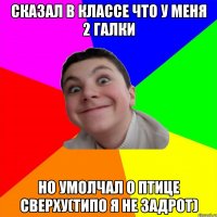 сказал в классе что у меня 2 галки но умолчал о птице сверху(типо я не задрот)