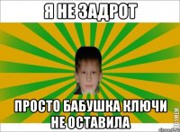 Я НЕ ЗАДРОТ ПРОСТО БАБУШКА КЛЮЧИ НЕ ОСТАВИЛА